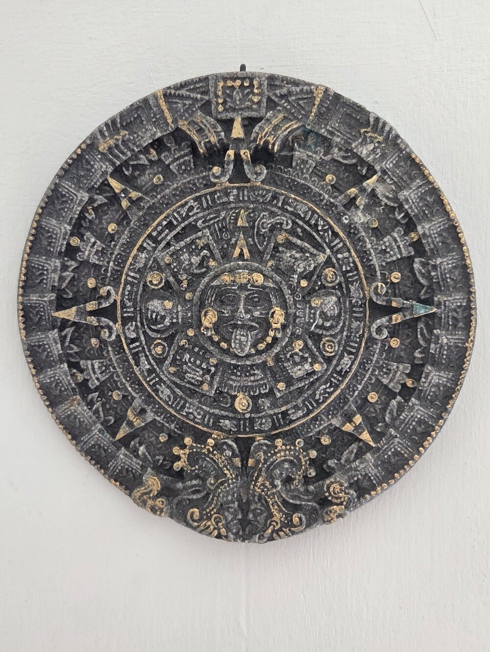 Mayan Calendar - Wall Decor - Grey & Gold - 7 Inches Across